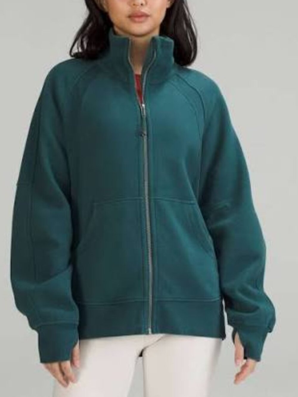 Lululemon • 2023 Scuba Oversized Funnel-Neck Full Zip Long Green Jasper • M/L